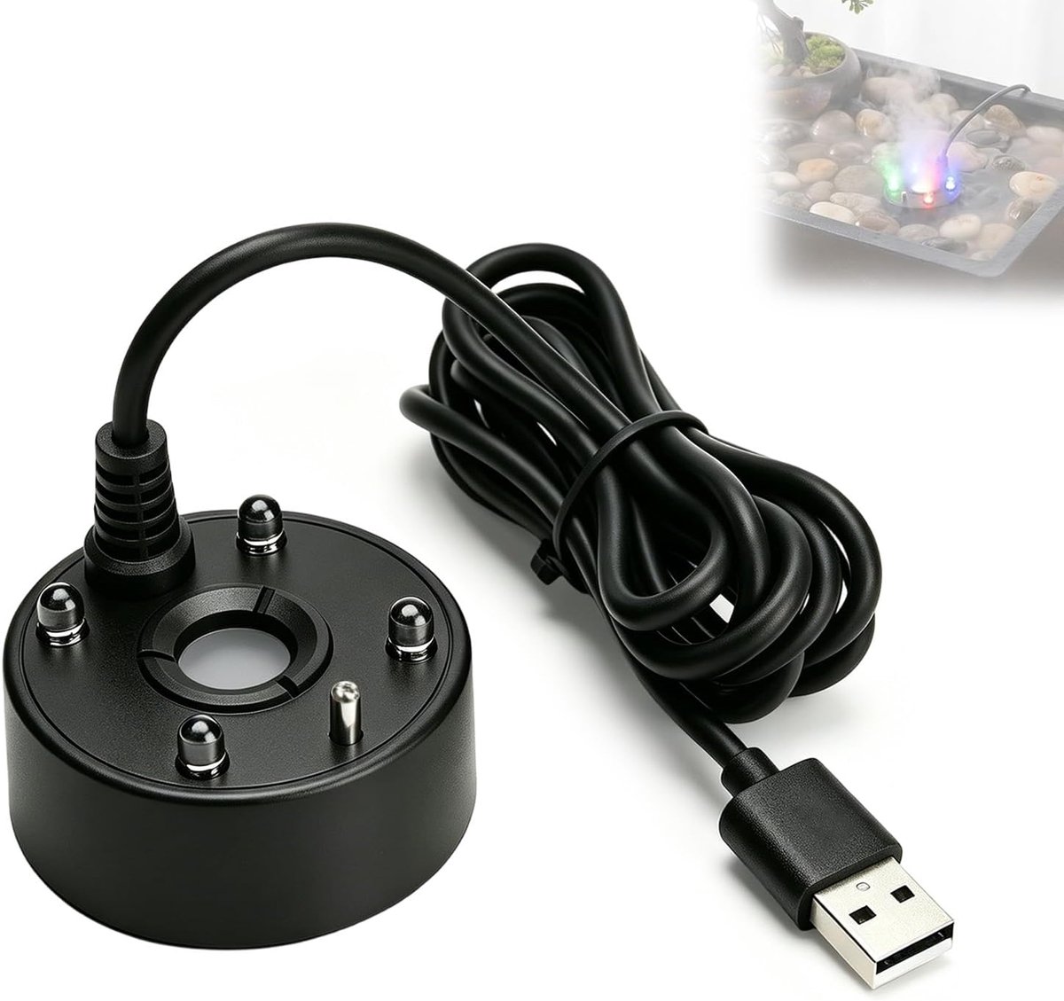 Led-ultrasone verstuiver met waterbescherming - USB-nevelgenerator - geurfiltering - ideaal voor vijver en tank - ShopVlot
