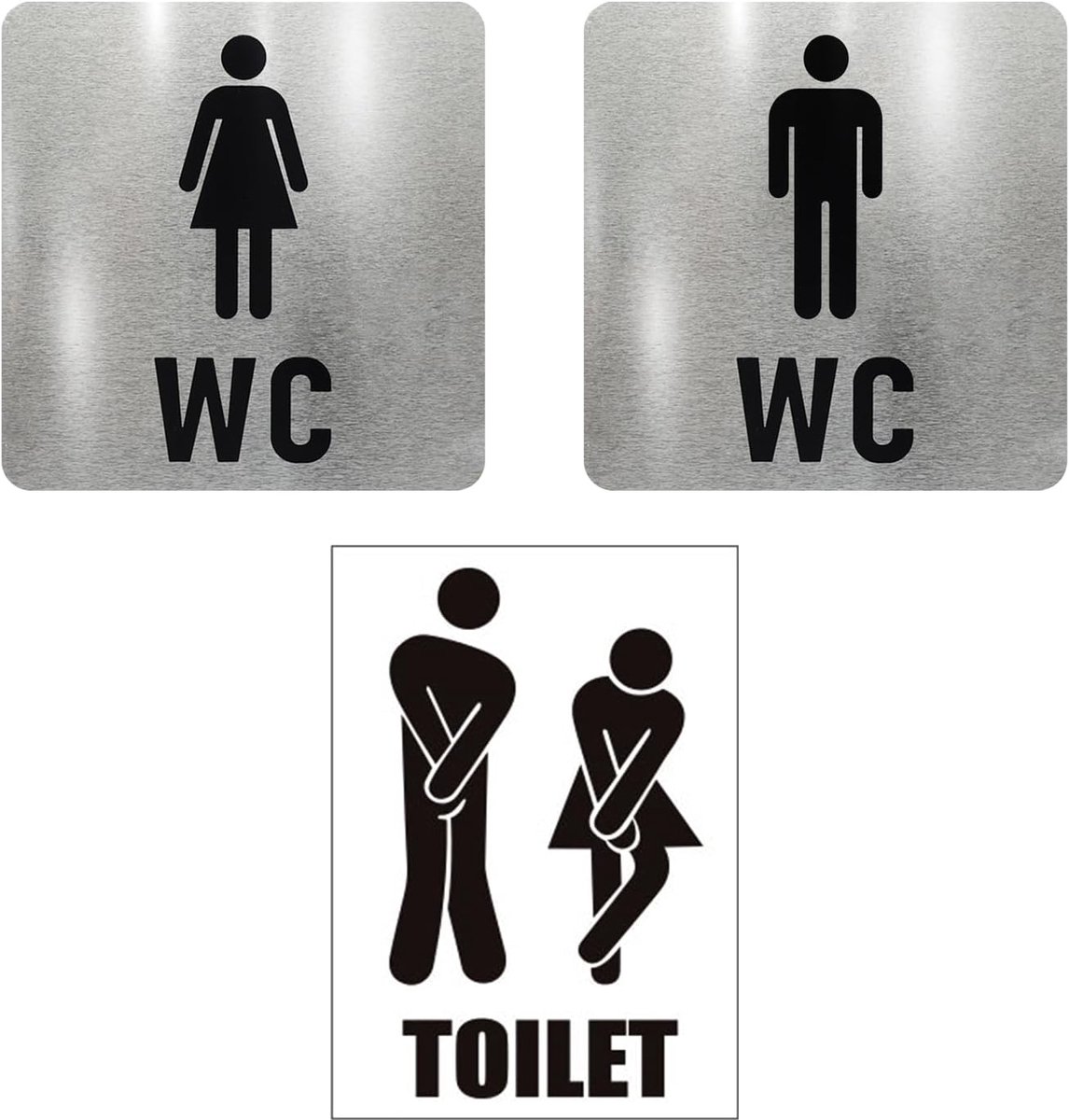 Toiletplaat set 2 stuks - RVS - Logo sticker voor mannen en vrouwen - Waterdichte decoratie - ShopVlot