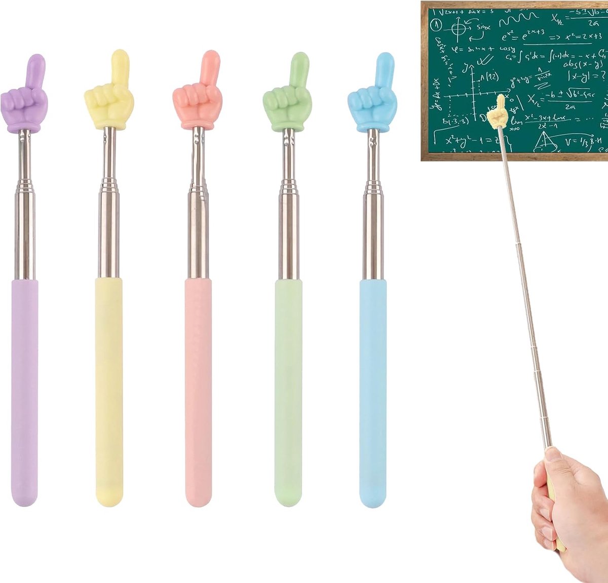 5 Pieces Extendable Pointer Finger Index Finger Index Finger Bar Colourful Finger Shape Stainless Steel Extendable - ShopVlot