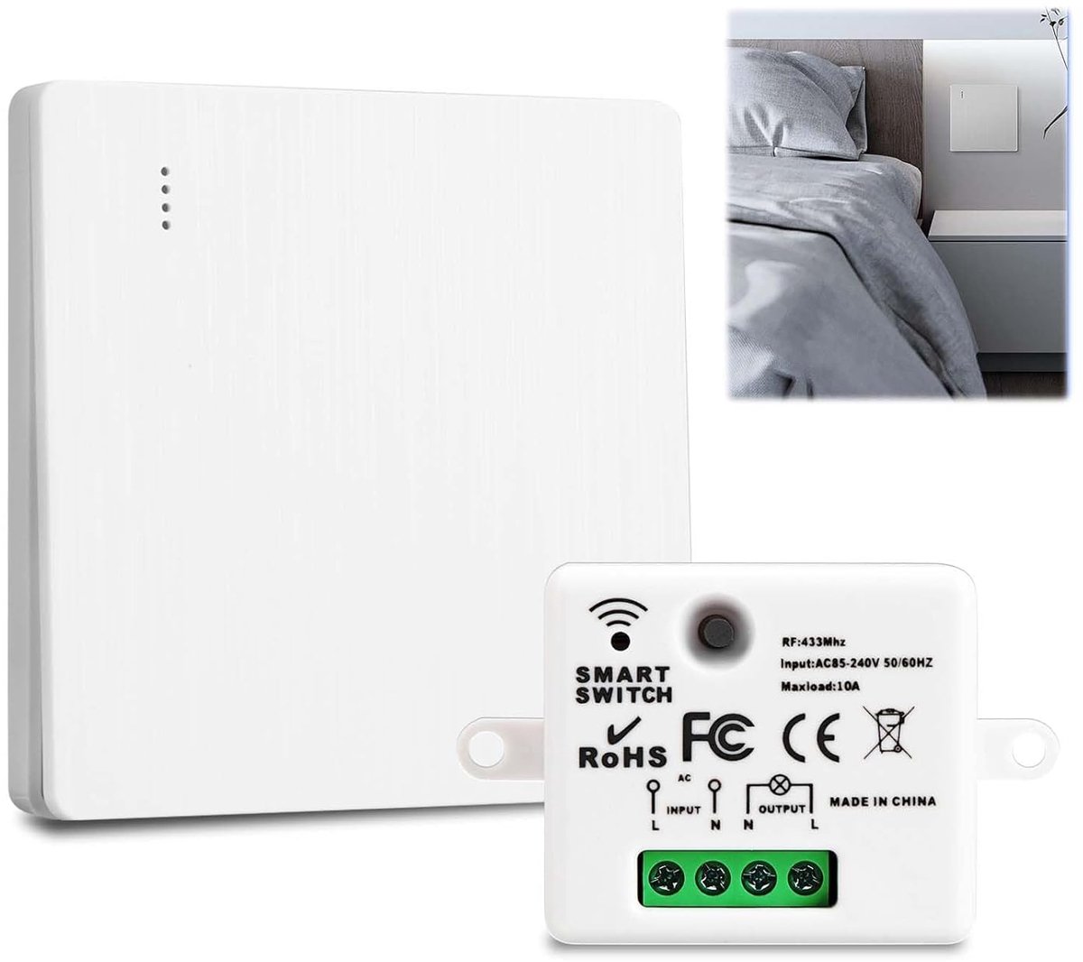 Wireless Switch 433MHz with Remote Control, 220V Miniature Receiver for Lighting, Smart Switch and Wireless Light - ShopVlot