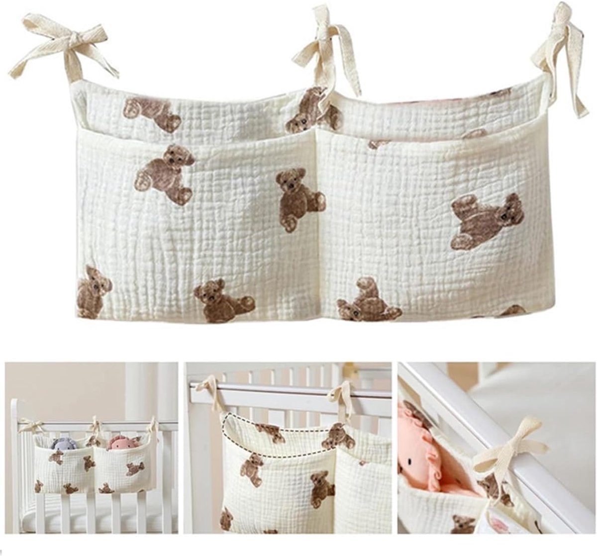 Hanging Baby Bed Organiser, Baby Bed Organiser, Bed Bag, Toy Bag, for Cot, Organiser, Nursery Storage Bags - ShopVlot