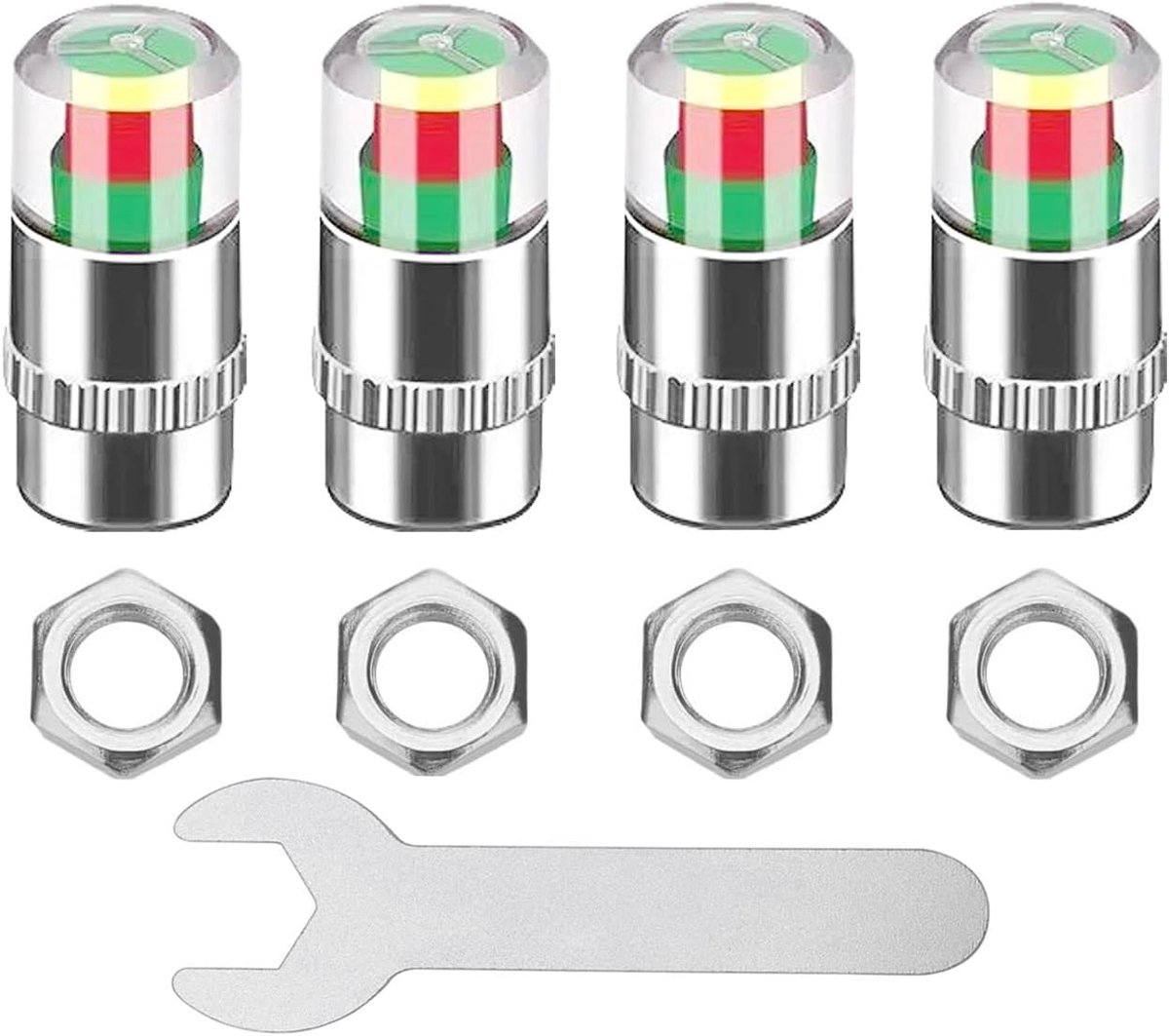 4Pcs Silver Car Tire Valve Caps, Schrader Valve Cap, Tire Pressure Monitor Valve Cover, Tire Valve Dust Cover with - ShopVlot