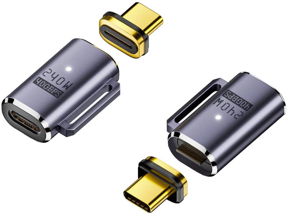2pcs USB C Magnetic Adapter, PD 240W, 40Gbps Data Transfer, 8K@60Hz Video Transmission, 24-Pin Fast Charging, Type C - ShopVlot