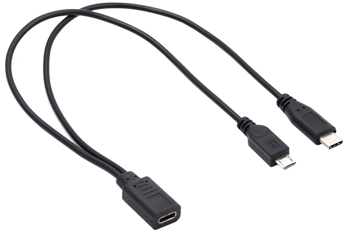 cablecc Extension Cable 32 AWG USB-C Bus to USB 3.1 USB-C Type C and Micro USB Plug Charging Splitter - ShopVlot