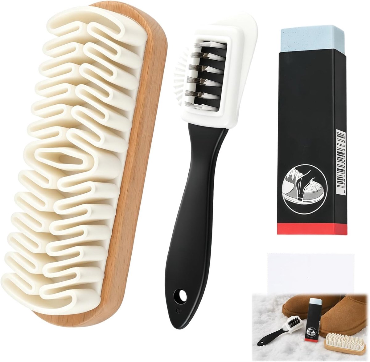 Schoonmaakset voor suède - multifunctionele borstel met 4 zijden - PVC-gum - grondige reiniging - ShopVlot