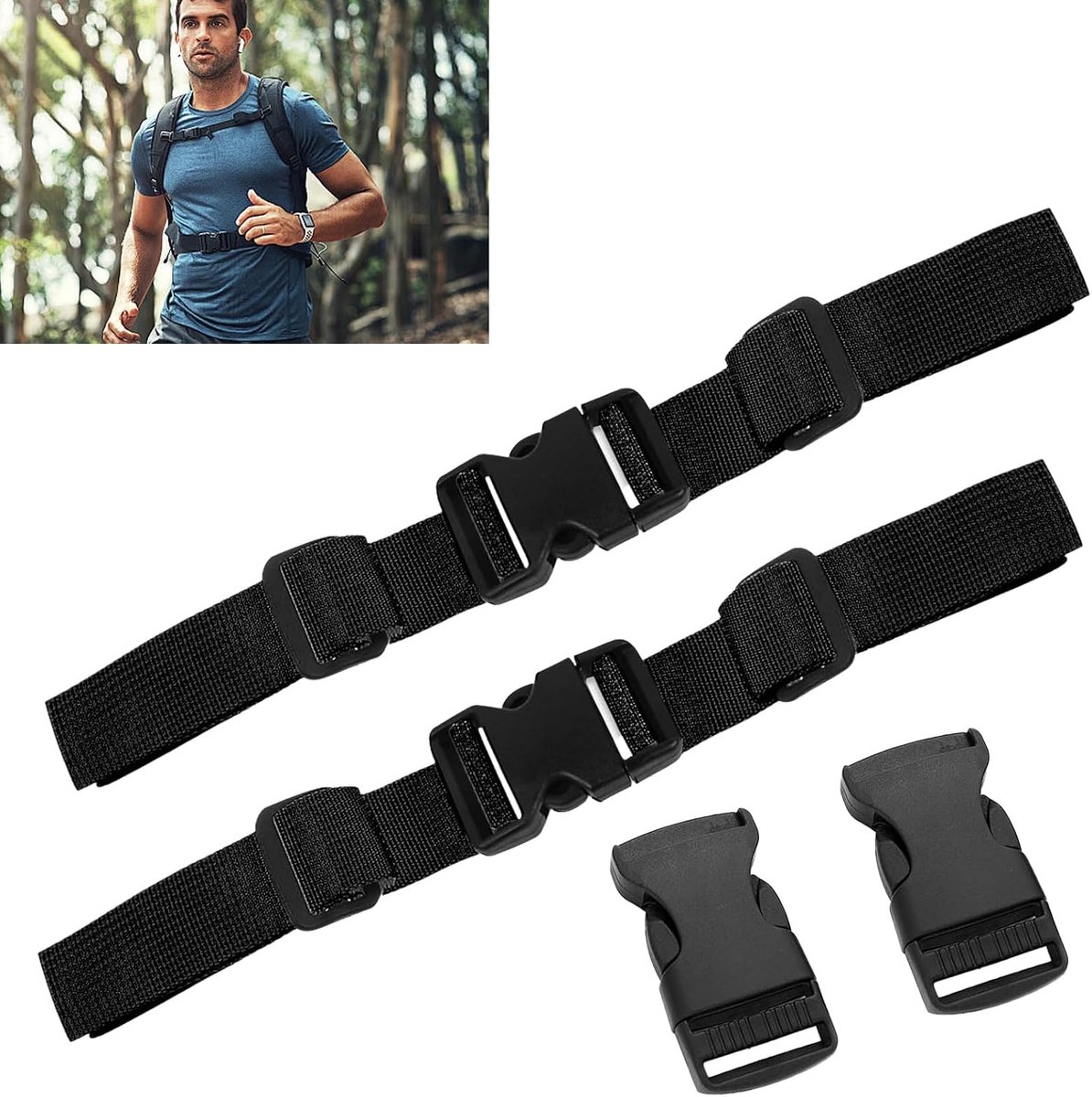 2-Pack Adjustable Chest Strap, 1" Durable, Non-slip Backpack Strap with Quick Release Universal for Any Backpack, for - ShopVlot