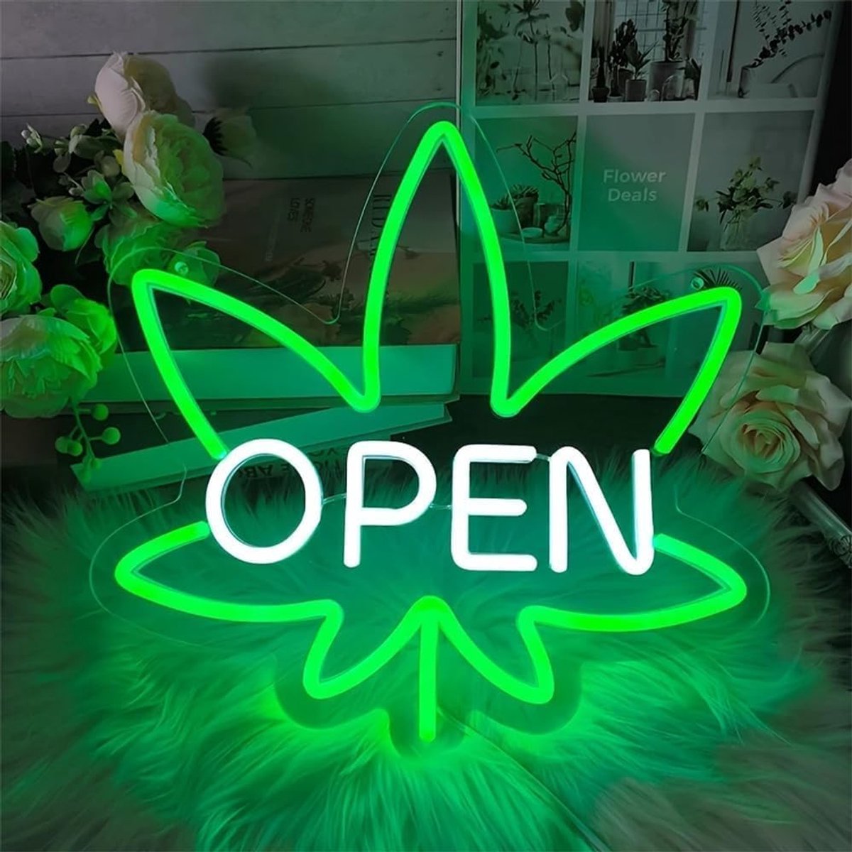 Neon Light Green Leaf LED Neon Light Wall Decoration Dimmable Plant Lights for Man Cafe Club Bar Party Hotel Decoration - ShopVlot