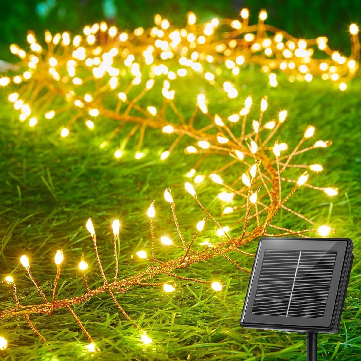 Solar Fairy Lights Outdoor 3m 100 LED Waterproof 8 Modes Fireworks Balcony Lights for Tree, Patio, Christmas Party - ShopVlot