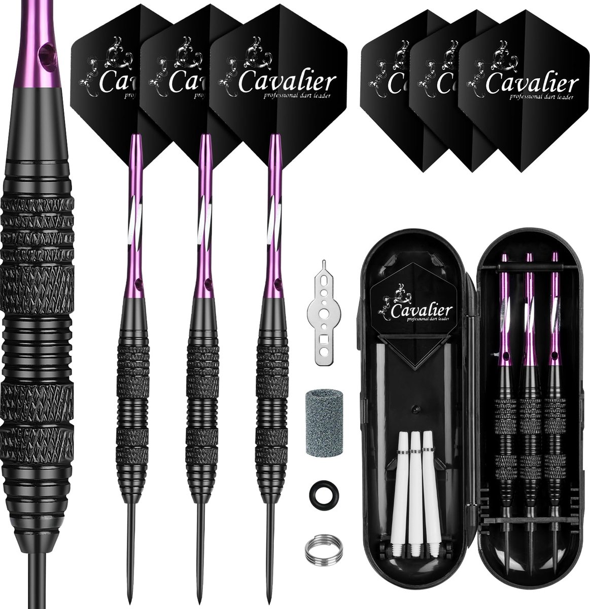 flintronic Set van 3 stalen dartpijlen, professionele 24 g dartpunten met antislip roestvrijstalen schacht - ShopVlot