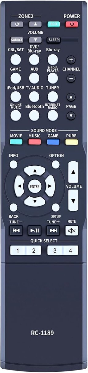 RC-1189 afstandsbediening compatibel met Denon thuisbioscoop/AV-ontvanger - ShopVlot