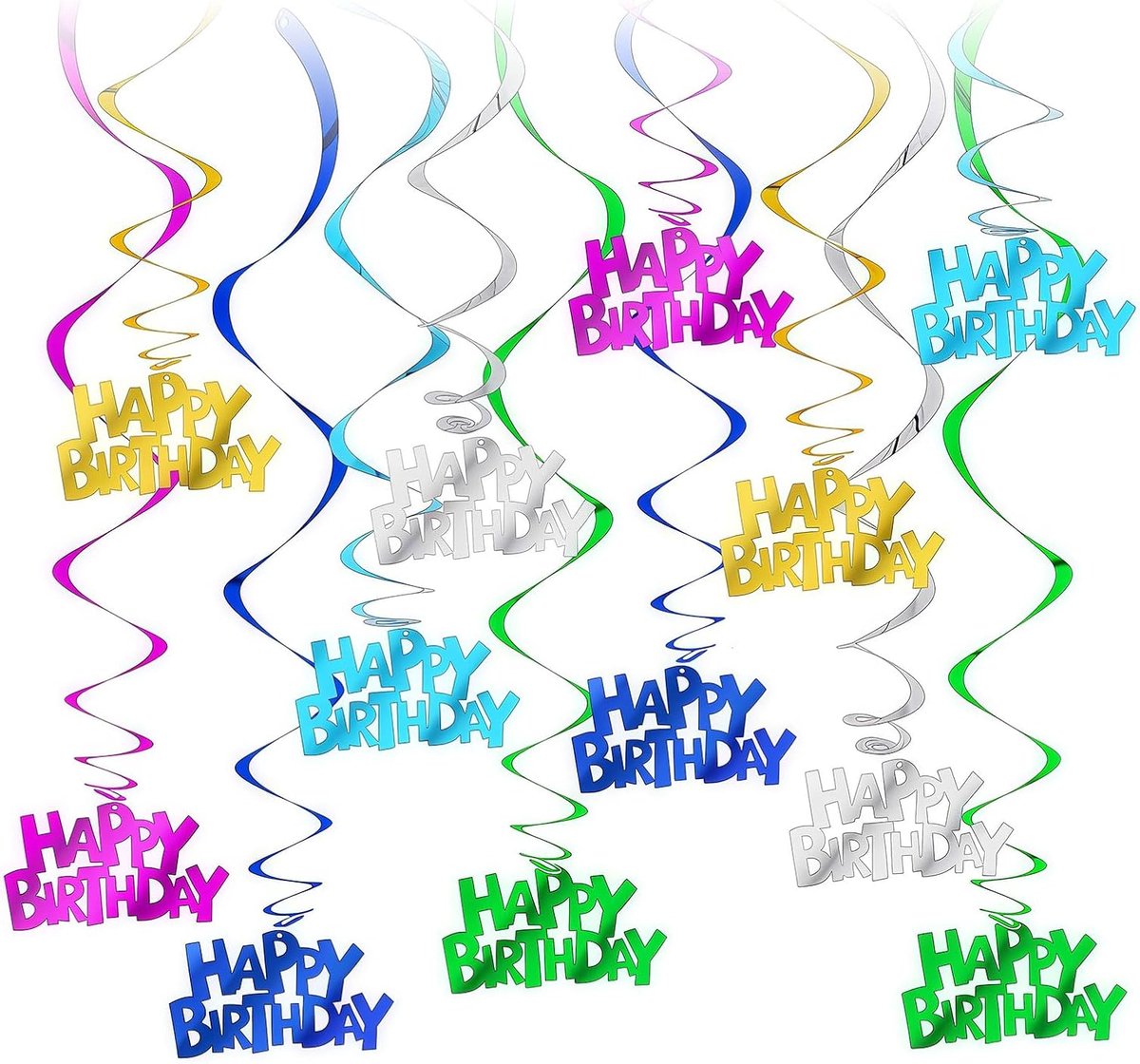 12 stuks regenboogdeco, kinderverjaardagsdeco, glitterslinger, regenboogspiraaldeco, hangende spiralen met - ShopVlot