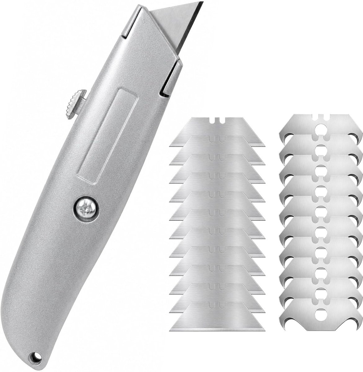 Tapijtmes, haaklemmet, professioneel cuttermes met 10 trapeziummessen en 10 haakmessen, aluminium behuizing - ShopVlot