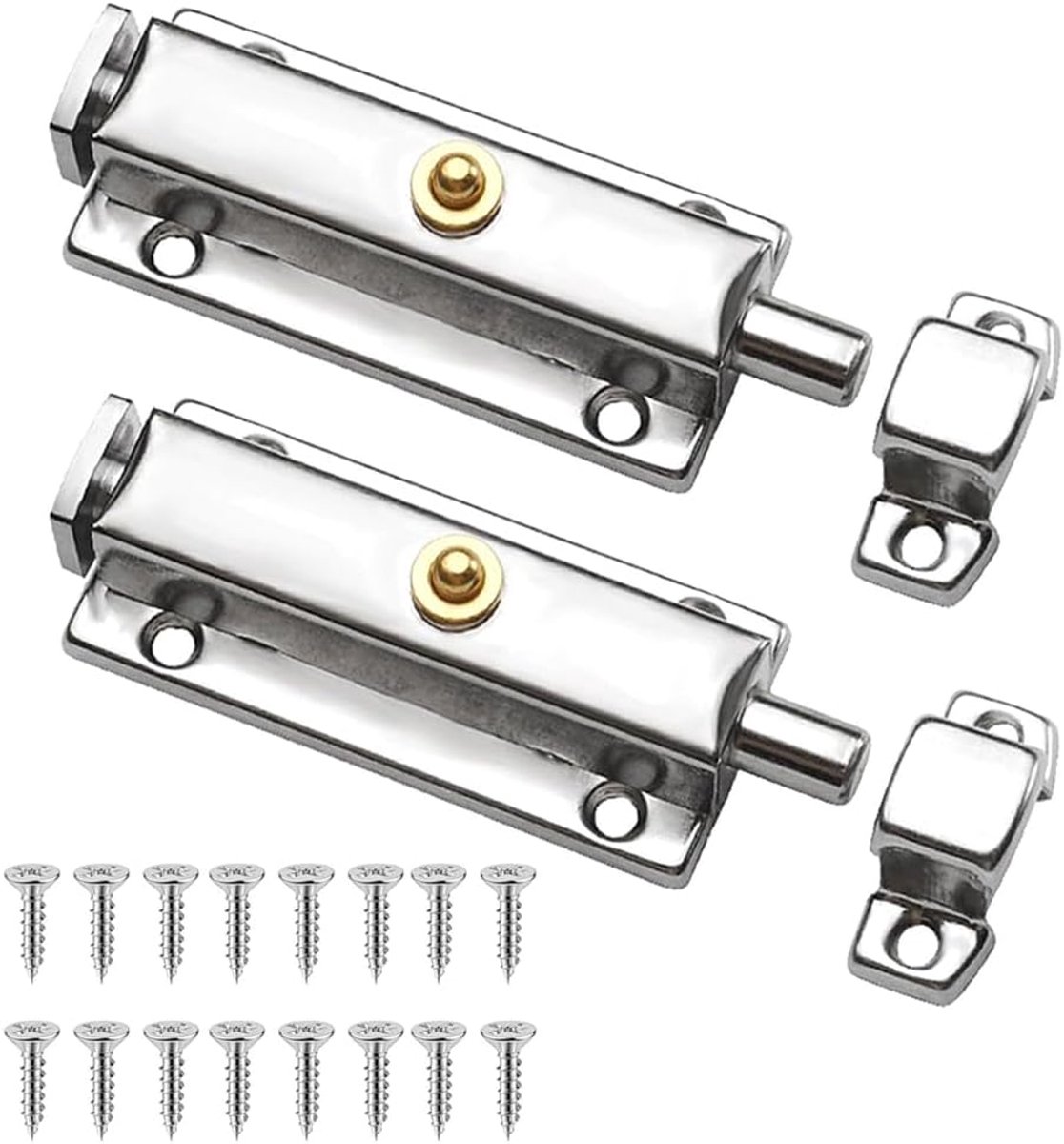 Set van 2 binnendeursloten, automatische deurgrendel, veerbelaste slotgrendel, tuindeurgrendel, schuifdeurgrendel met - ShopVlot