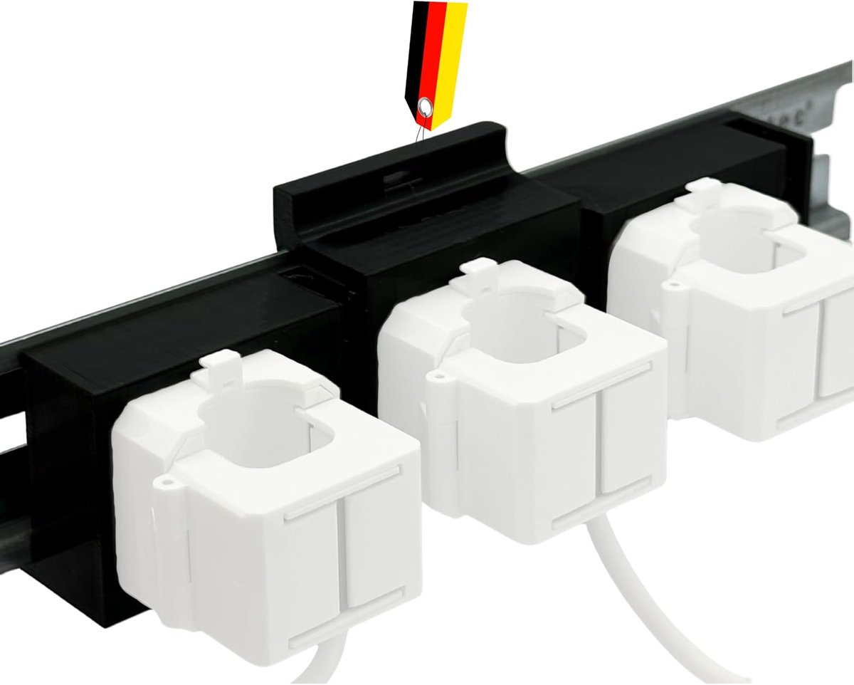 DIN Rail Holder for Shelly Pro 3EM 120A Current Meter Black - ShopVlot