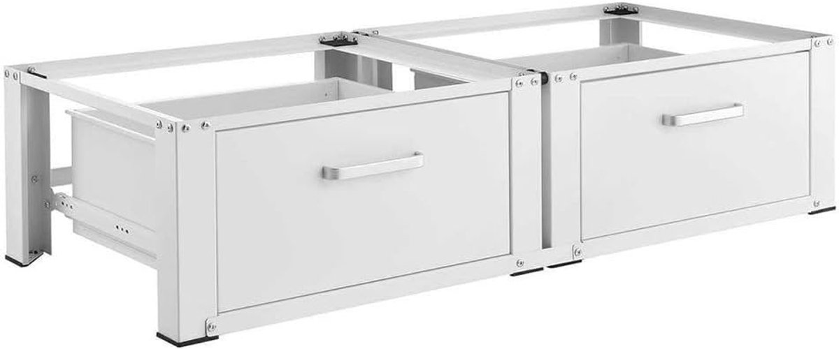 IVOL Platform for washing machine or dryer, white steel, load capacity 150 kg (double with drawers) - ShopVlot
