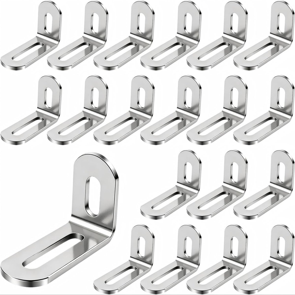 20x Roestvaststalen Hoekverbinder 49x32x19mm Verstelbaar Langgat - ShopVlot