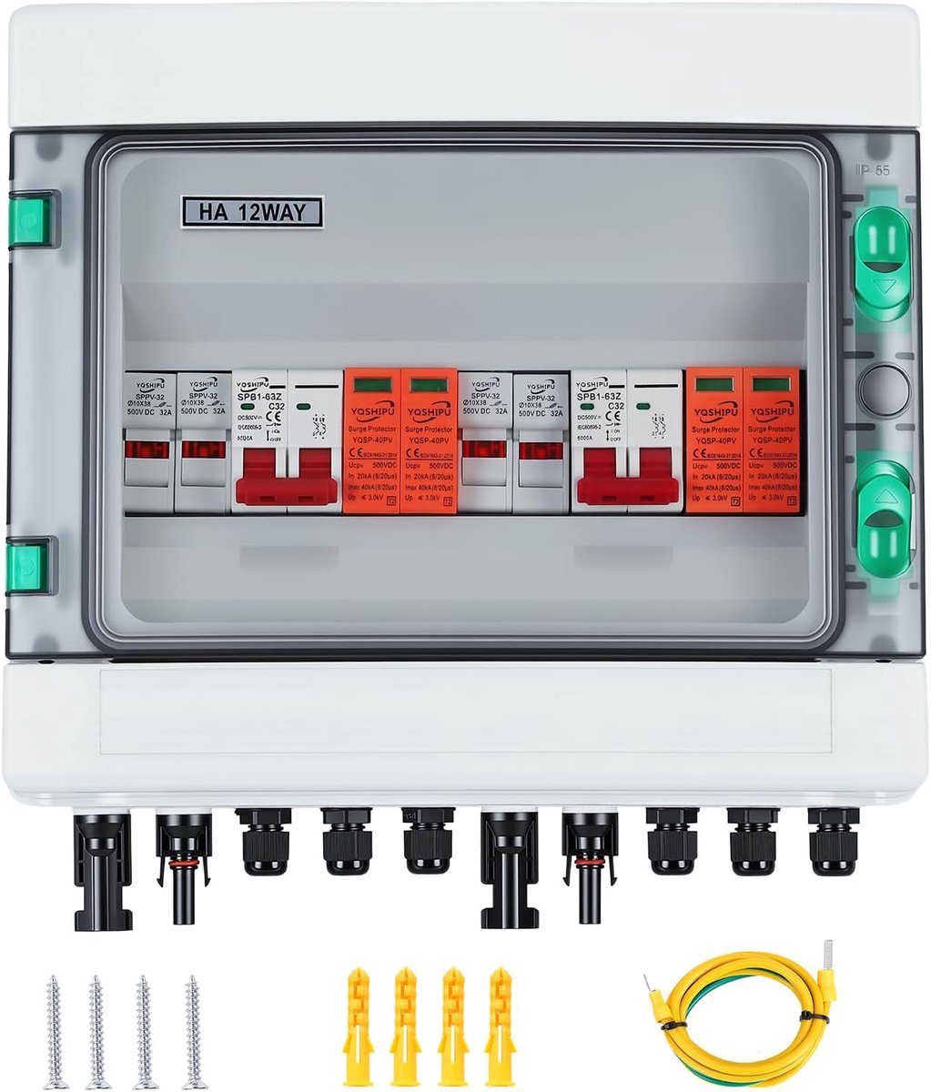 Solar combination box with multi-stage protection, PV DC 32 A 500 V switch, IP65, efficient power management - ShopVlot