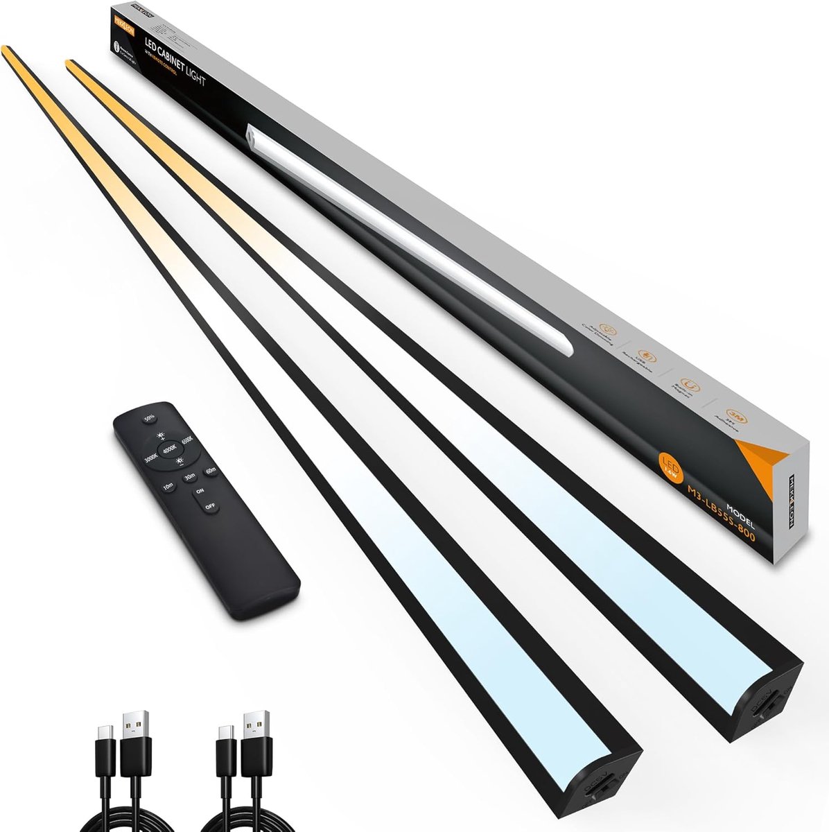 Undermount Kitchen LED with Remote Control, Rechargeable Charging Lamp Display Light LED Wireless for Wardrobe (Black - ShopVlot