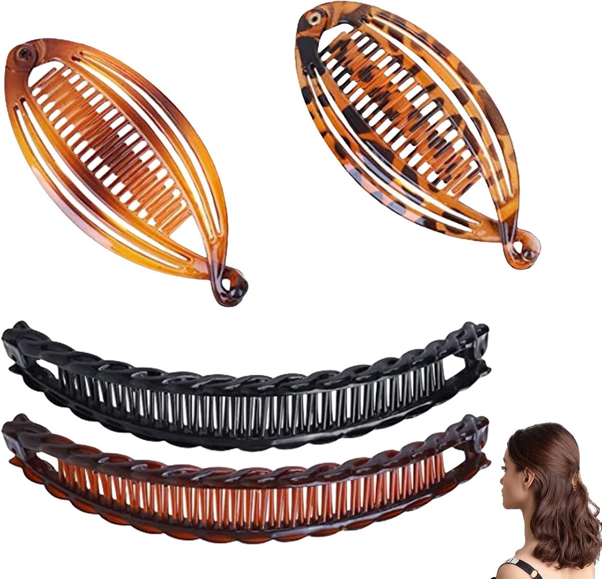 4 stuks bananenclip, bananenclip, banaanhaarclip, voor vrouwen en meisjes (B) - ShopVlot