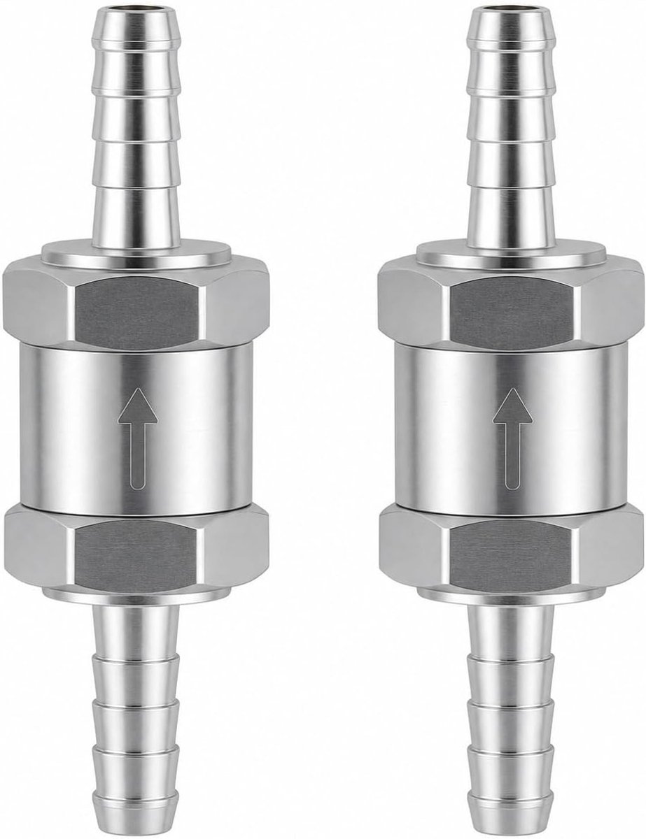 2 stuks terugslagklep voor brandstof, 8 mm (5/16 inch), wegwerp terugslagventiel, terugslagventiel water, aluminium - ShopVlot