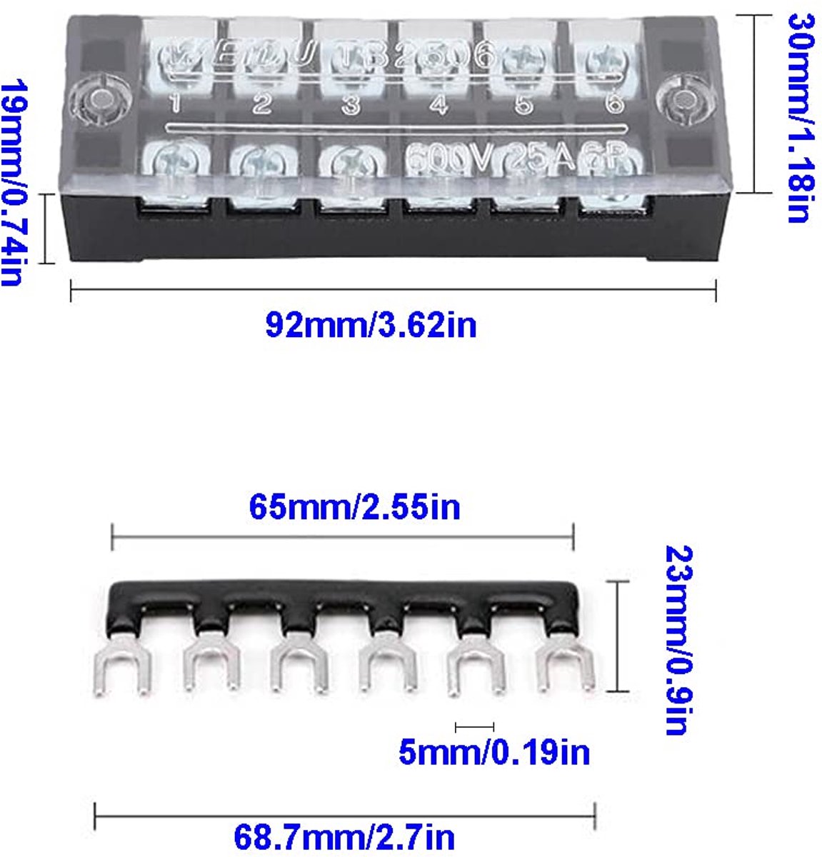 6pcs Screw Terminal Block Double Row 4 Position Terminal Strip 600V 15A + 6pcs 4 Positions for Insulated Terminal - ShopVlot