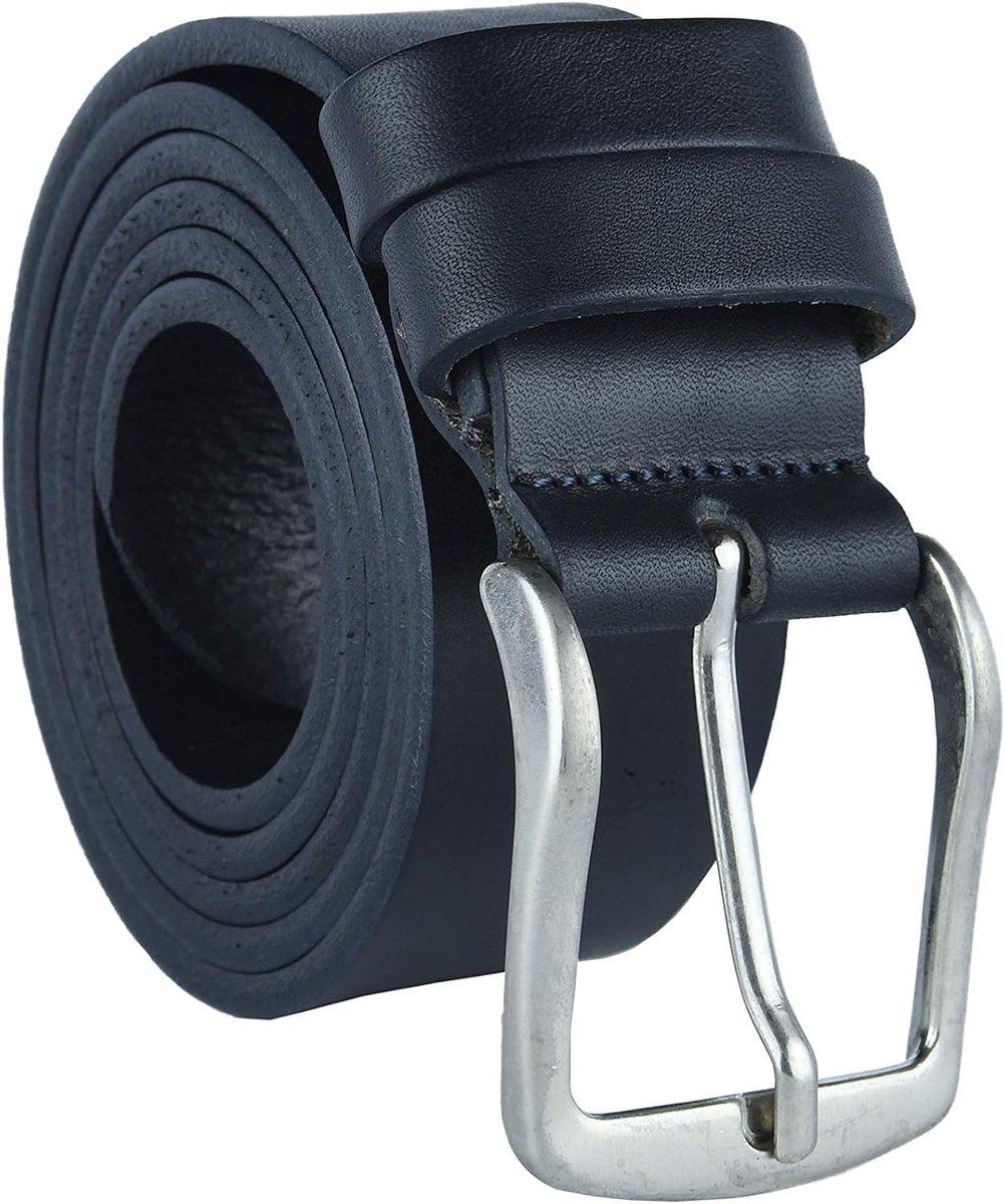 Conte Massimo Men's Seamless Leather Belt Height Adjustable 4 cm, Dark Blue - ShopVlot