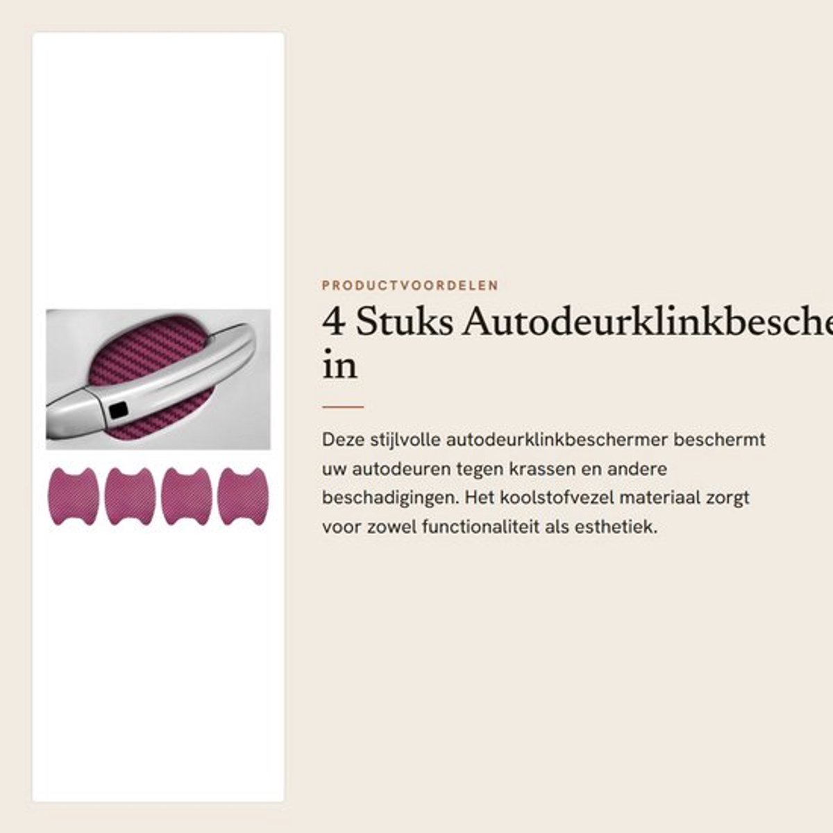 Autodeurklinkbeschermer 4 Stuks - Universele Koolstofvezel - Anti-kras Beschermfolie - Zijverf Cover Guard - Eenvoudig te Verwijderen - Krasbestendig - Deurbescherming