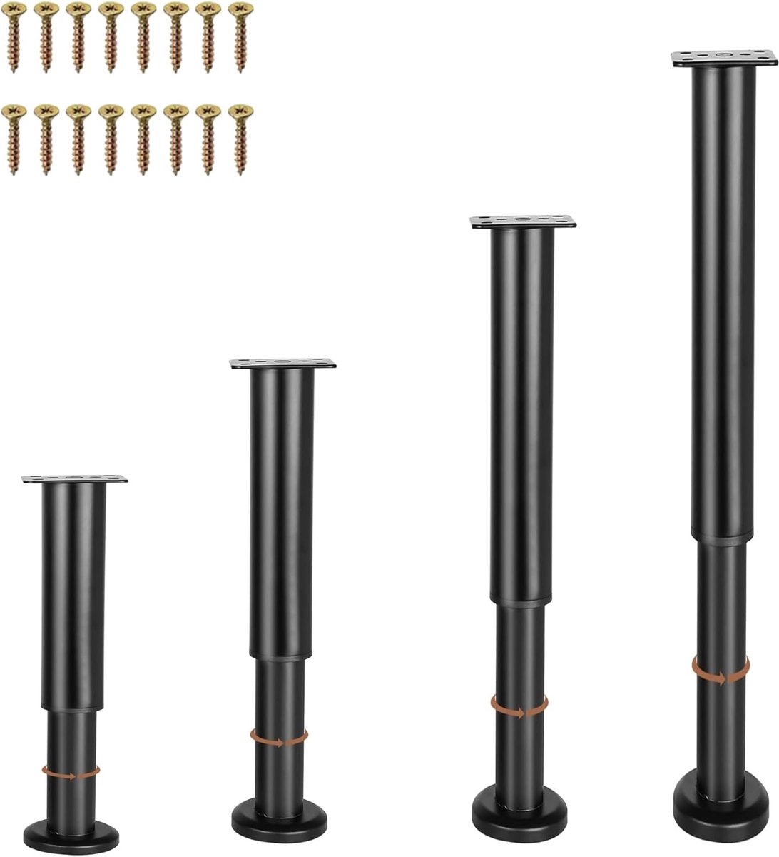 Meubelpoten 4 stuks verstelbaar - Metalen meubelpoten 40-70 cm - Geschikt voor meubels - Verhoog je interieur - ShopVlot