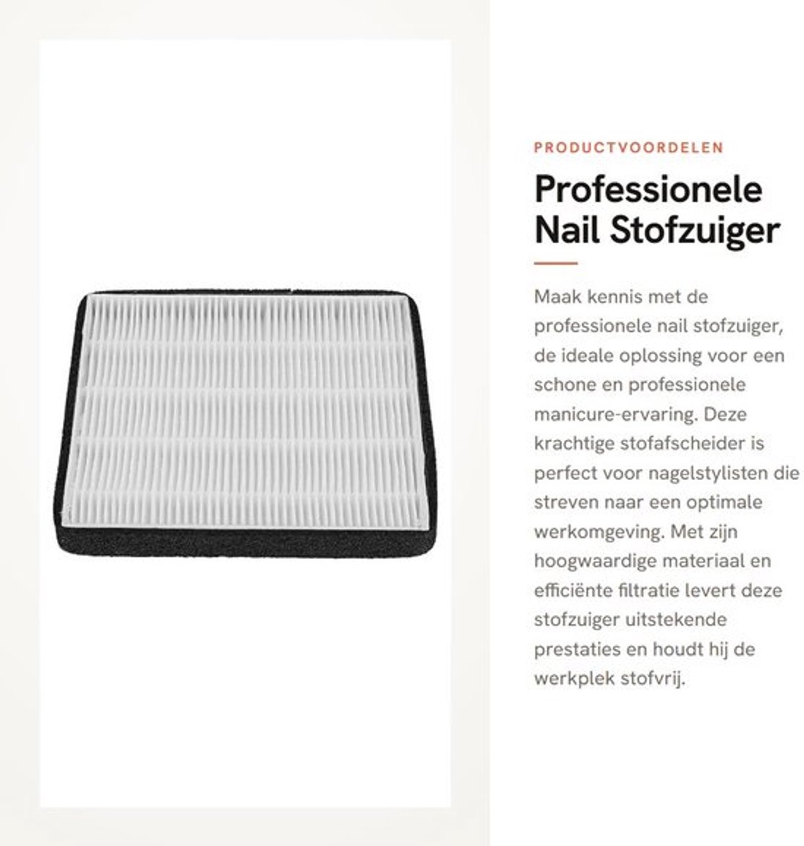 Stofzuiger Nagelstofafscheider - Professionele Nagelmachine - Herbruikbaar Filter - 99,7% Filtratie-efficiëntie - Compacte Afmetingen 12,4 x 12,4 cm