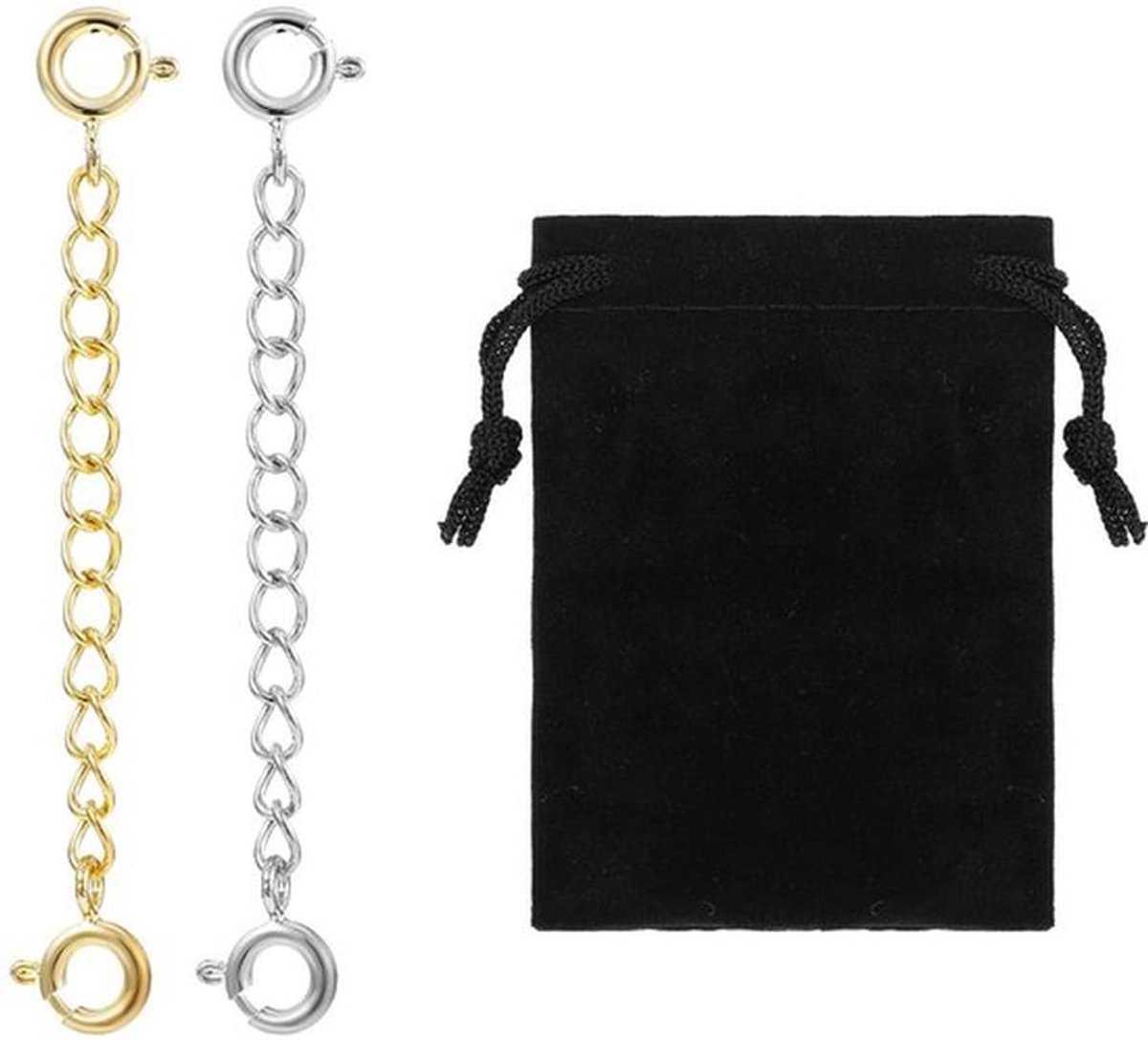 Kettingverlenging 2 Stuks - Veiligheidsketting - Gouden/Zilveren Armband - Verlenging voor Sieraden - Polyester - Geschikt voor Feesten - Armbandverlenging