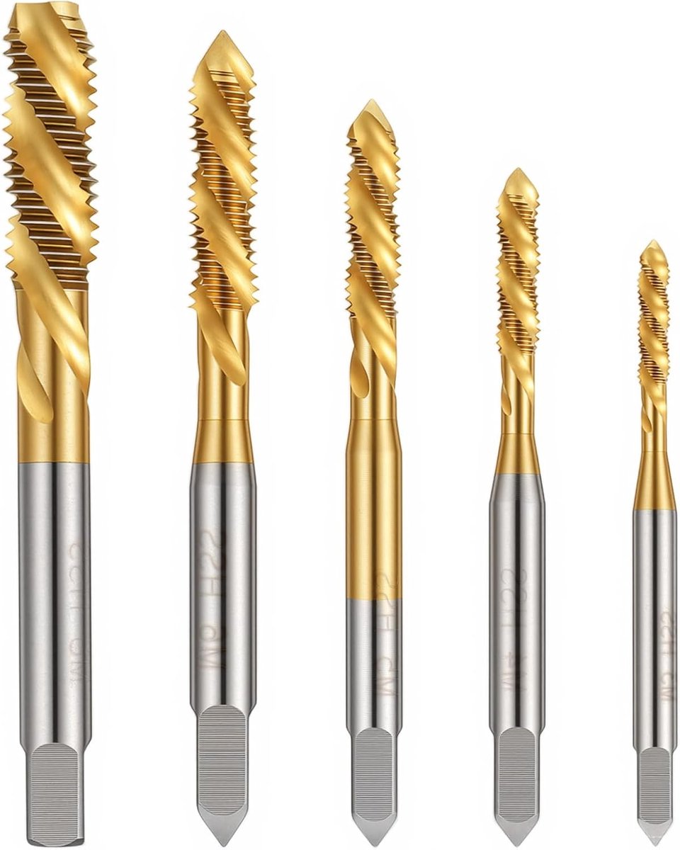 Draadsnijderset 5-delig - HSS titanium - M3, M4, M5, M6, M8 - ideaal voor precisie threading - ShopVlot