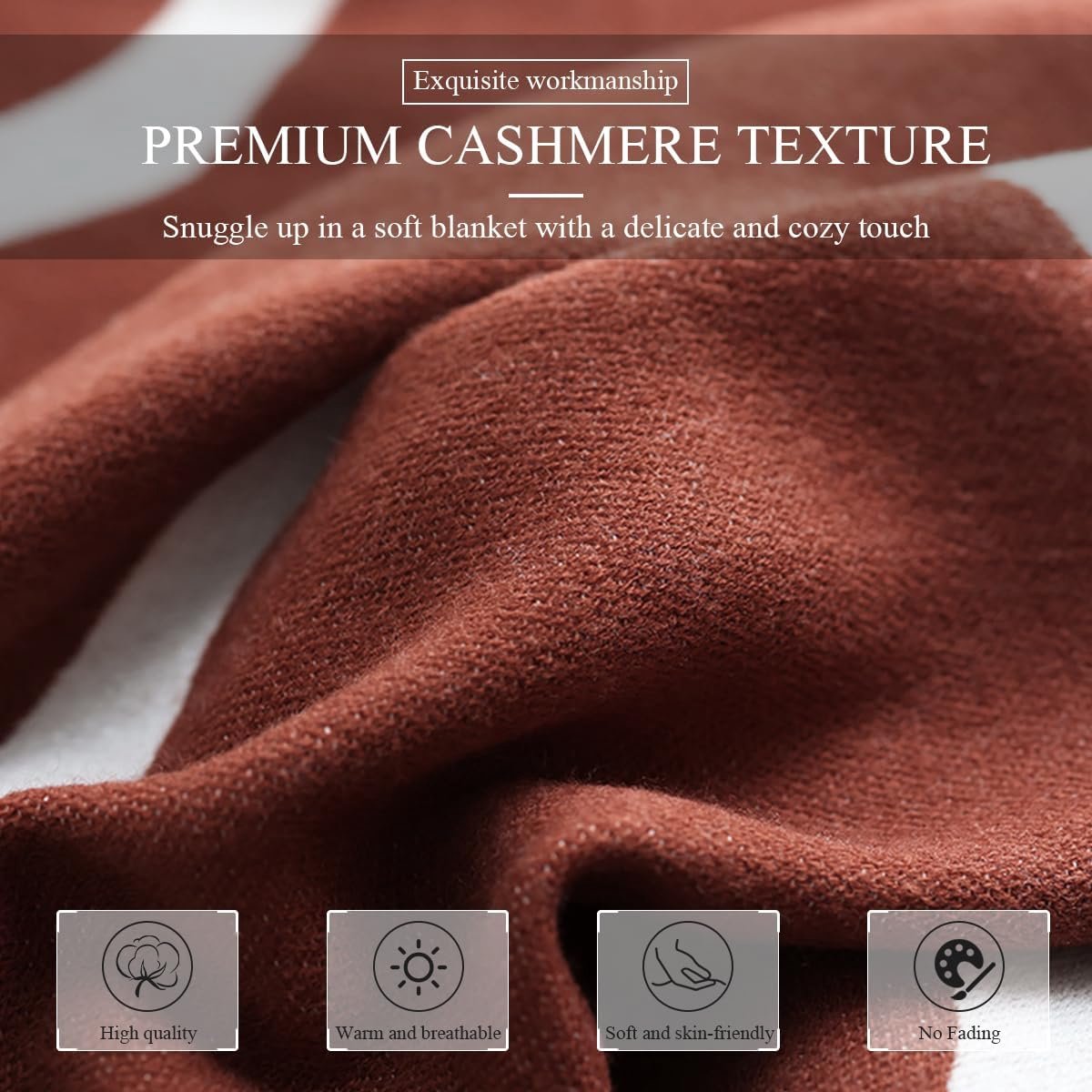 LumiSyne Faux Cashmere Geometric Leaf Pattern Vintage Scandinavian Style Soft Warm Blanket for Office Car Leisure - ShopVlot