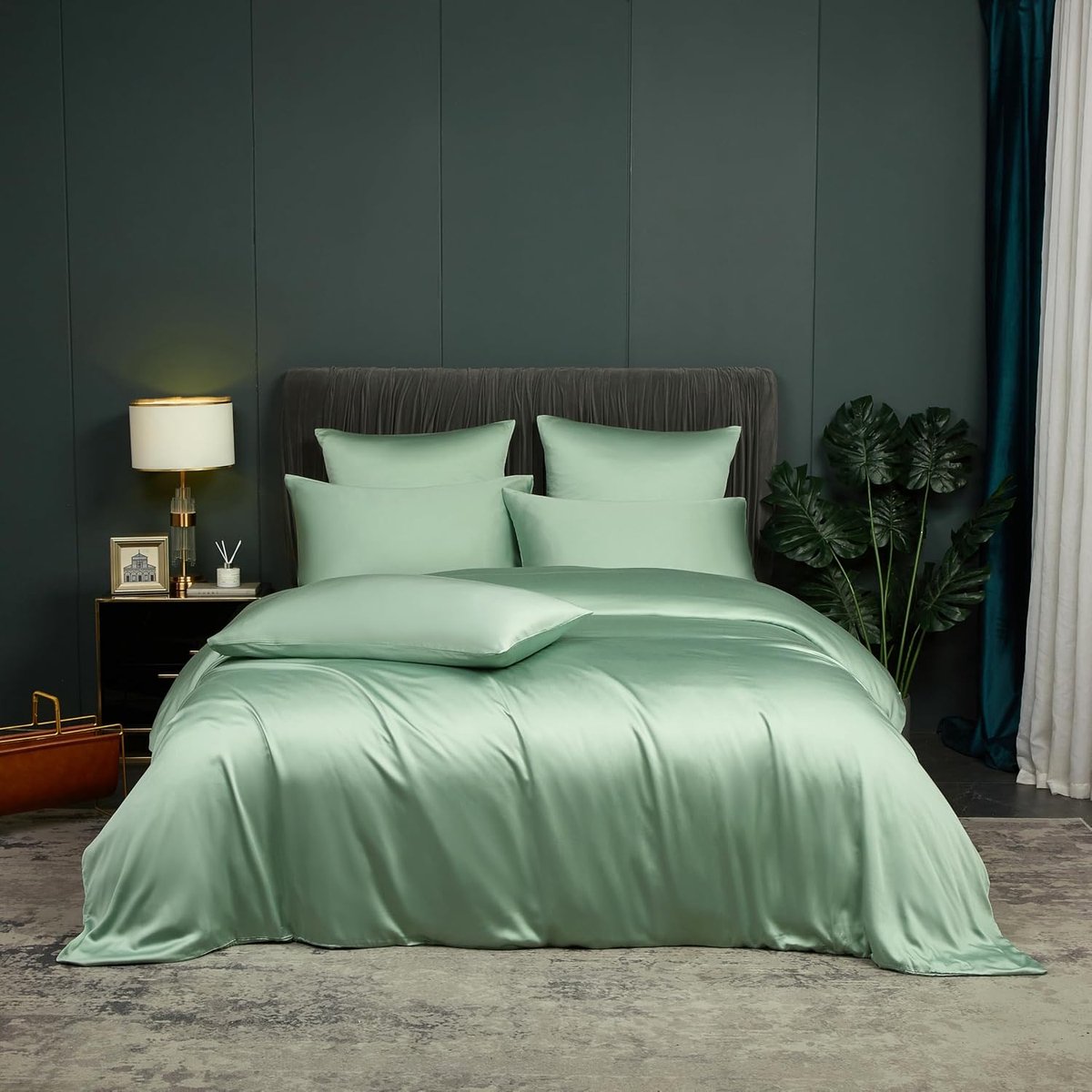 Bamboe dekbedovertrek set 200 x 200 cm - lichtgroen - ademend en koel - luxe bedlinnen voor een goede nachtrust - ShopVlot