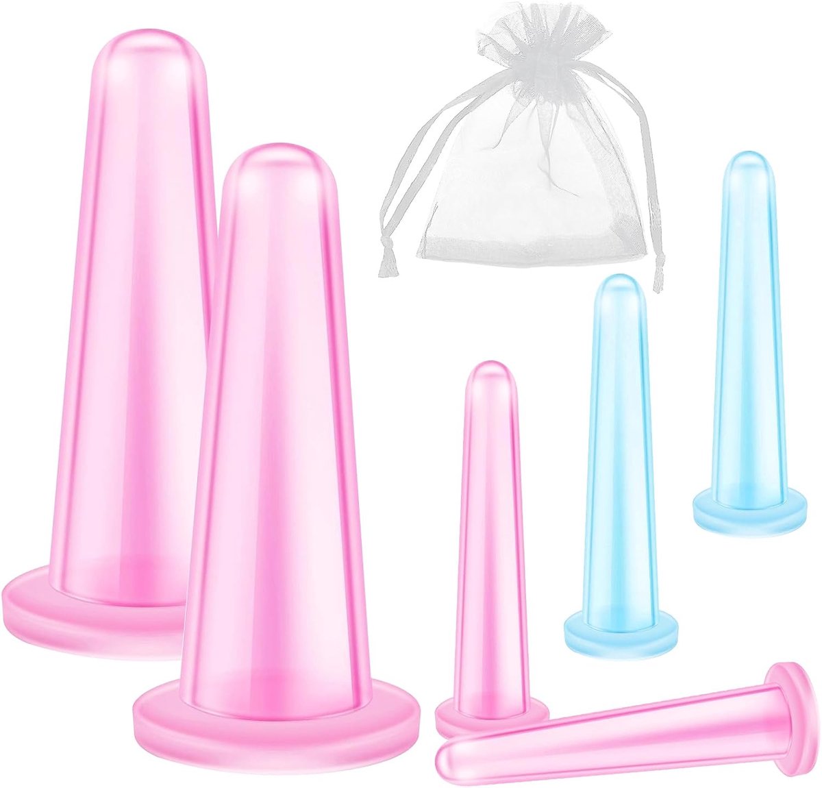 Face cupping set 6-delig - siliconen - voor gezicht, nek en lichaam - stimuleert doorbloeding - ShopVlot