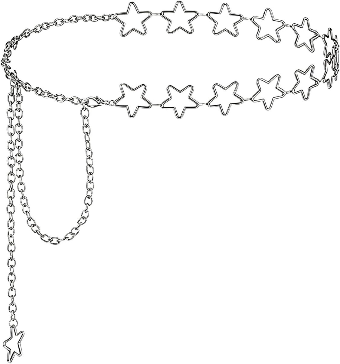 Heupketting sterrenontwerp - verstelbaar 60-100 cm - zilveren ketting - perfect voor feesten - ShopVlot