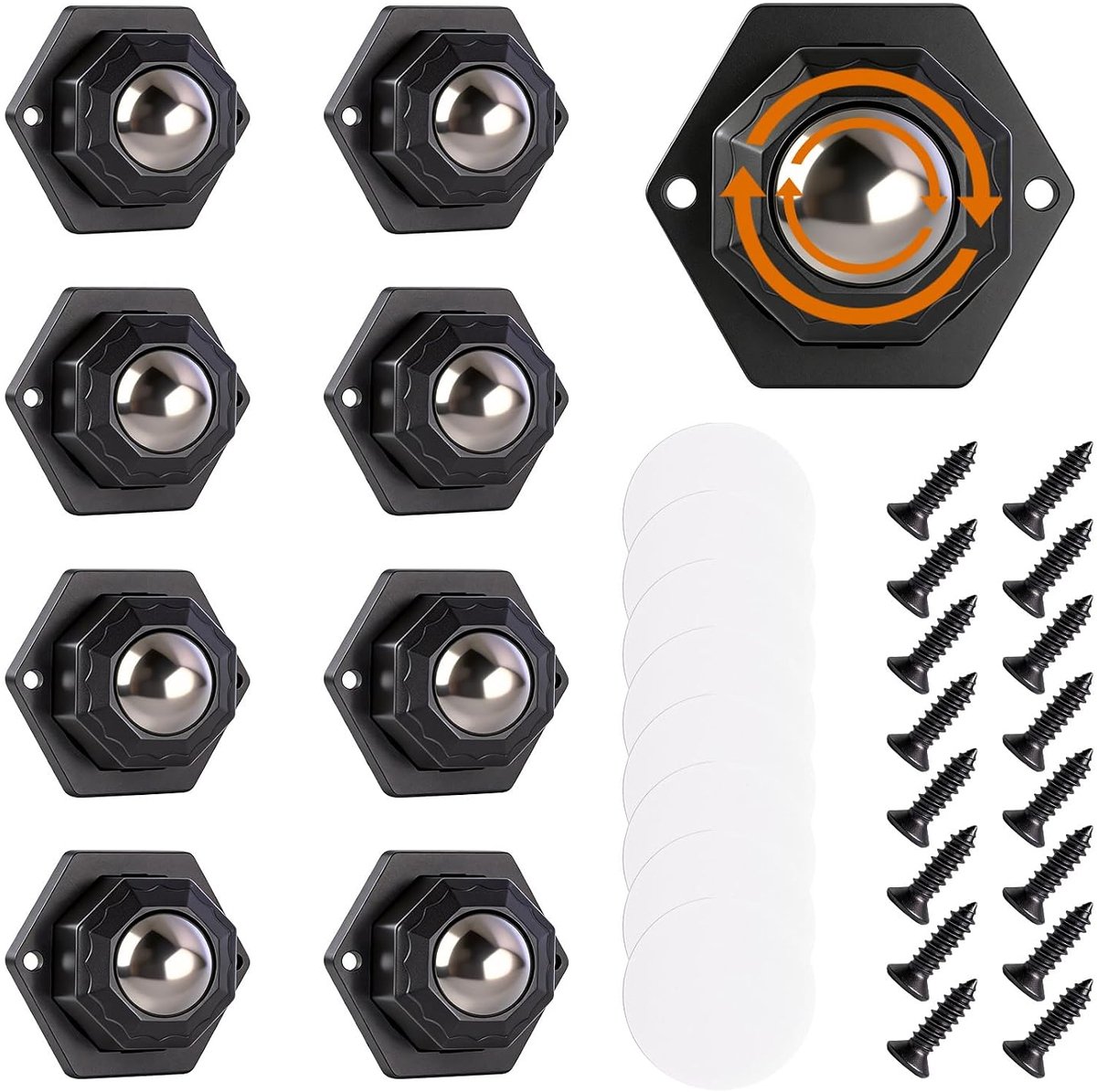 Ball casters zwaar 8 stuks - 360° roterend - zelfklevend - eenvoudig verplaatsen van meubels - ShopVlot