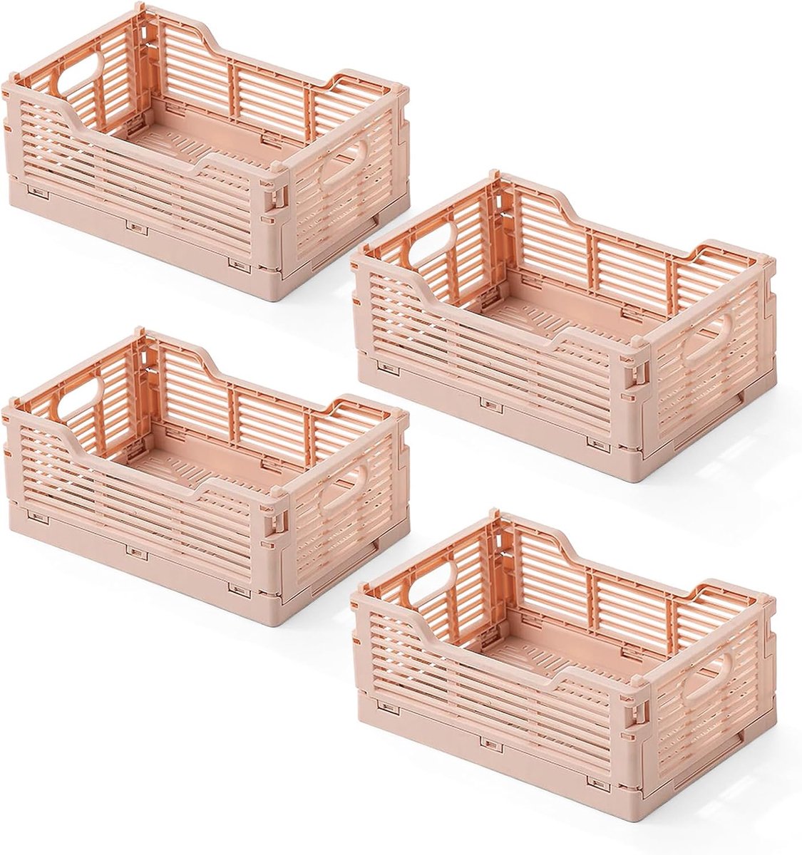 Vouwkist 22 x 15 x 9 cm - roze kunststof - stabiele klapbox - ideaal voor ordenen - ShopVlot