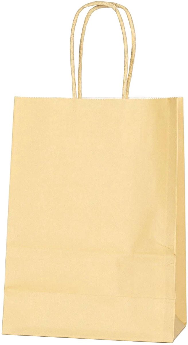 Papieren Draagtas - 60 Stuks -Licht geel- 16x22x8cm - Papieren Tasjes - Kraft Tas - Tassen - Cadeau Tas - Hoogwaardig Kraft Papier - Eco-vriendelijk - Ideaal voor Geschenken - Lasentopack