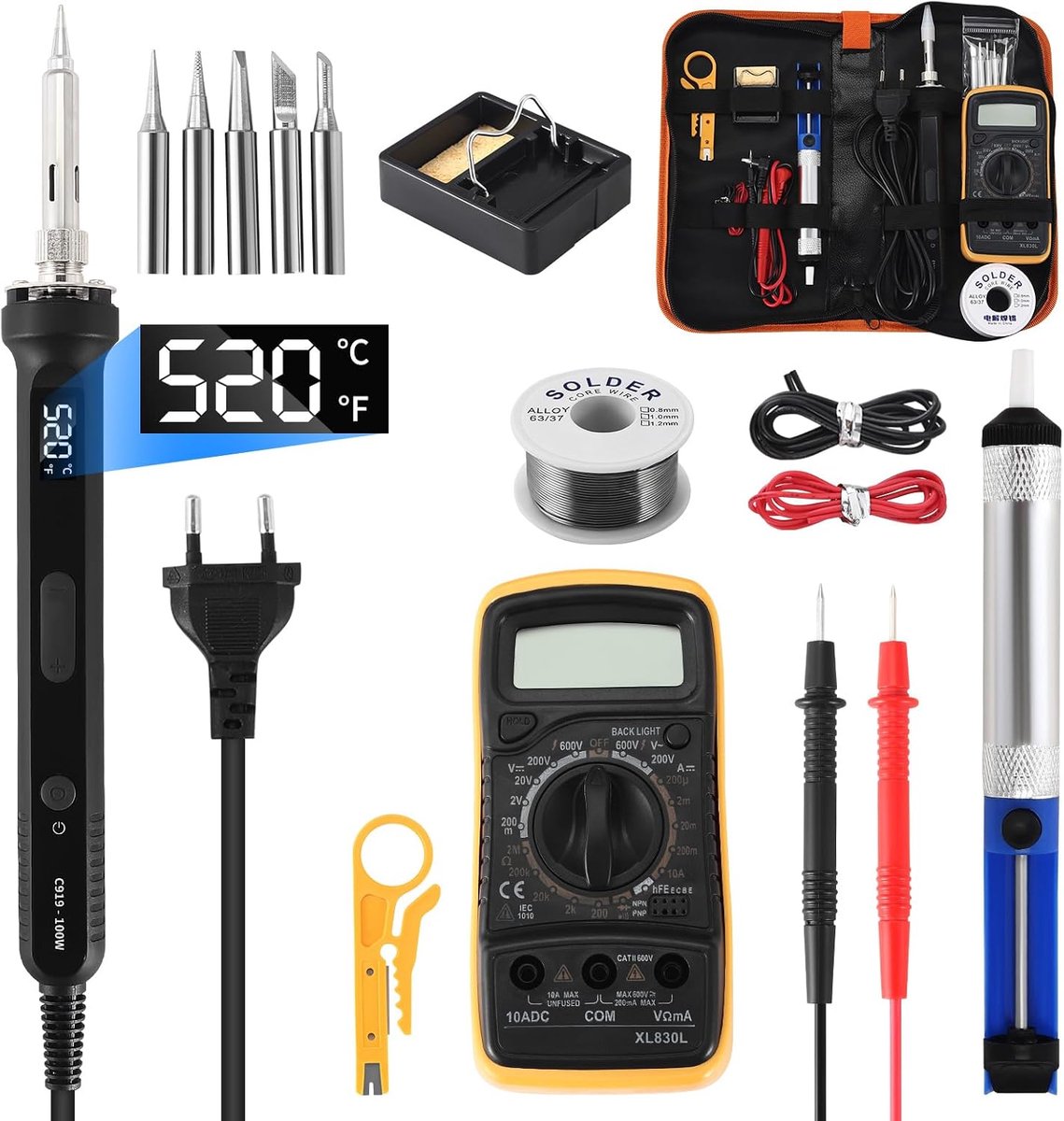 Soldering Iron Set 100 W - LCD - Temperatuur instelbaar - Voor elektrische werkzaamheden - ShopVlot