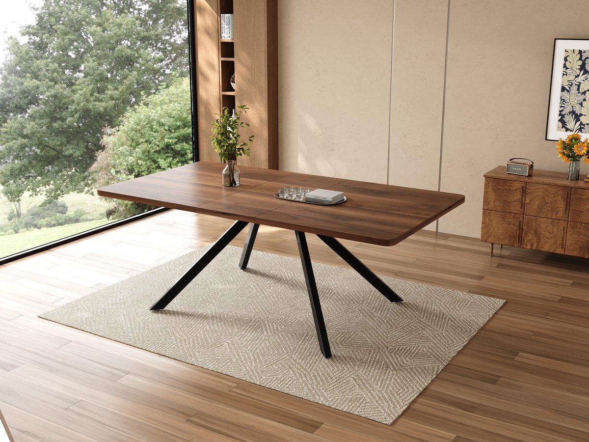 MODFU Uitschuifbare Eettafel - Modern - Rechthoek - Walnoot - MDF - 240 X 90 Cm