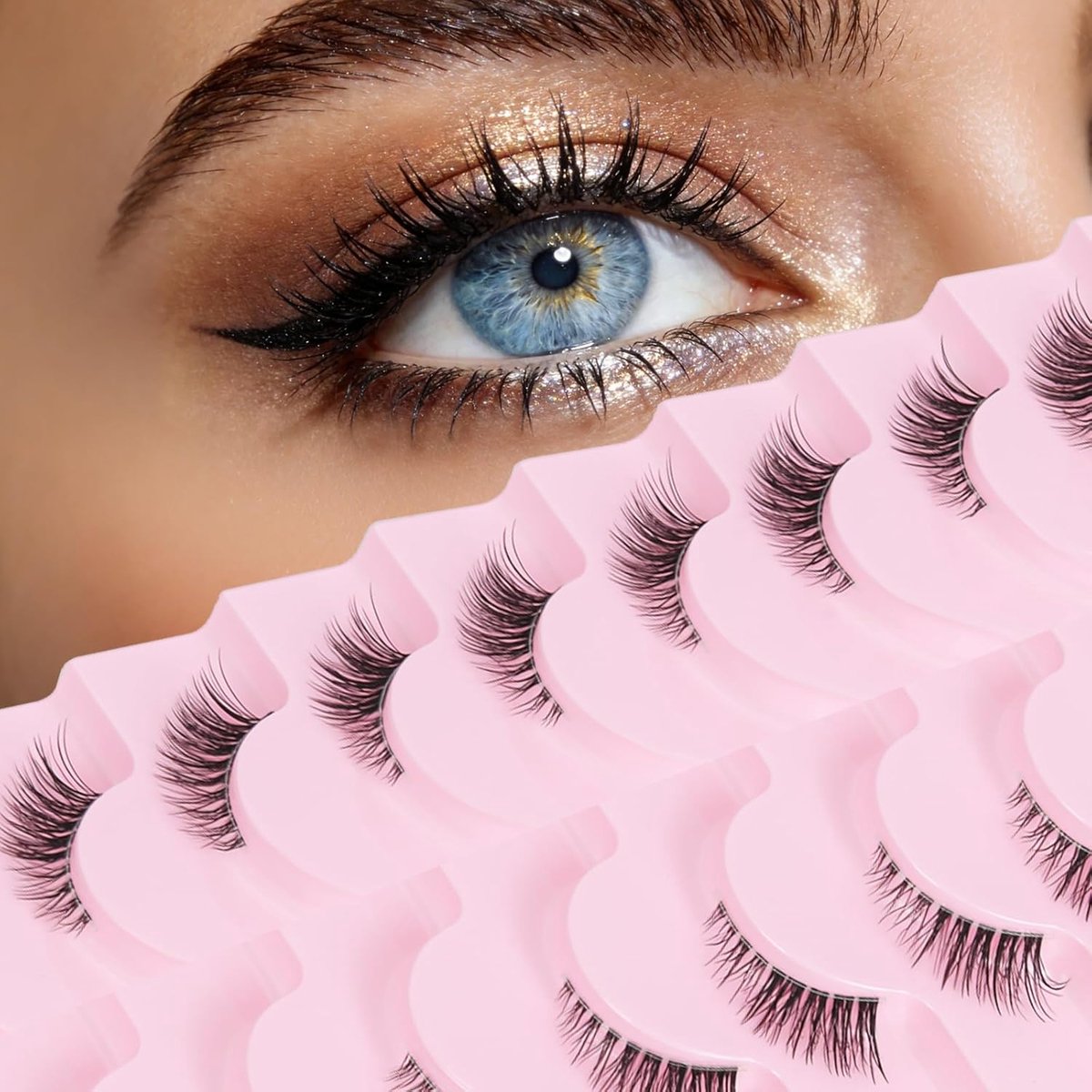Nepwimpers Half Lang - 10 Paar - Kat-Oog Wispy Wimpers - Natuurlijke Look voor Beginners - ShopVlot