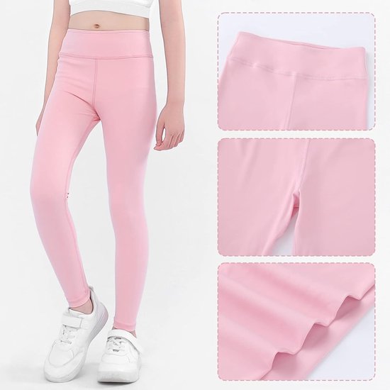 Sportleggings meisjes 122/128 cm - roze - strak model - ideaal voor training - ShopVlot — afbeelding 3
