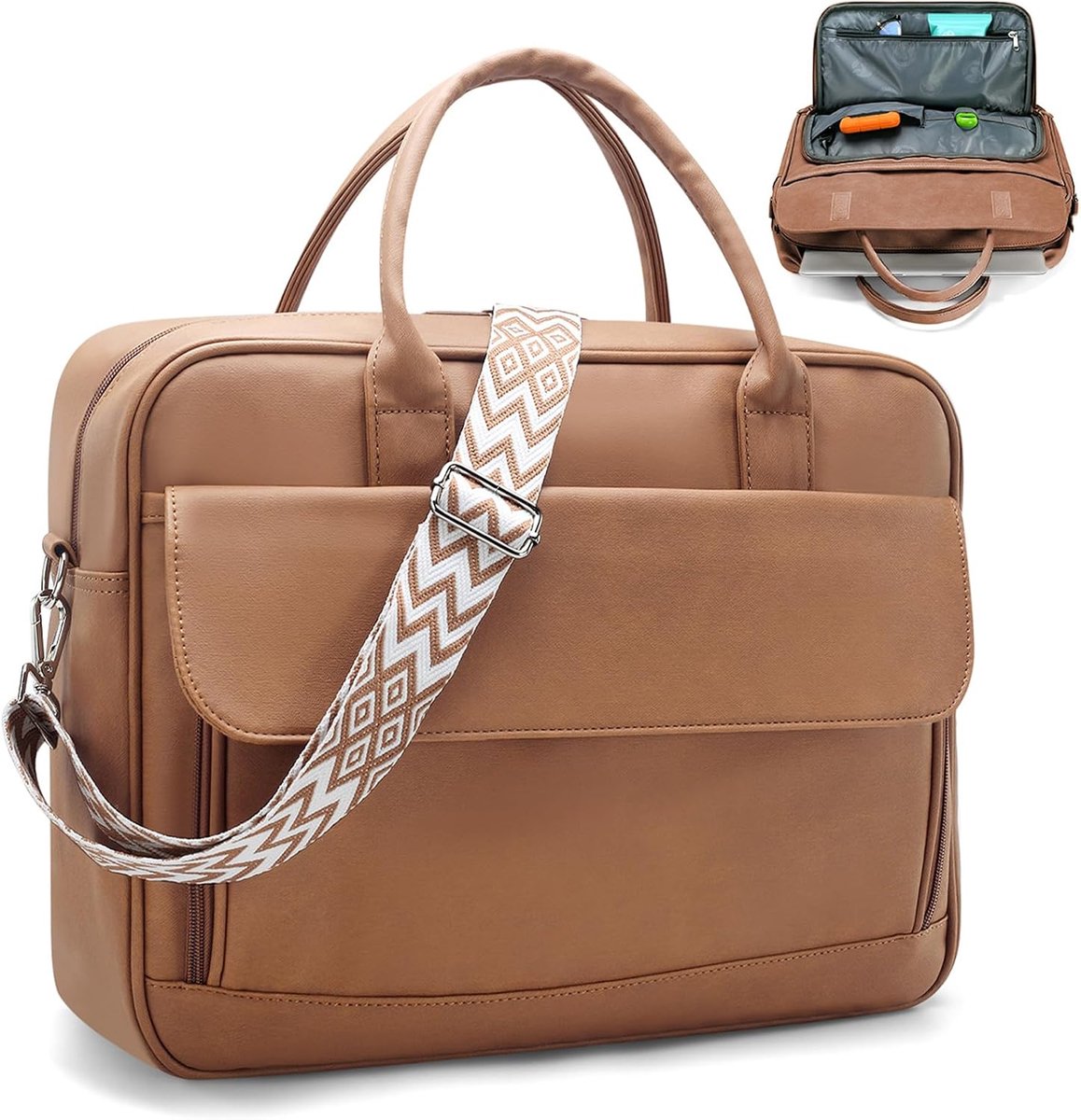 Laptoptas 17.3 Inch - Leer - Waterdicht - Ideaal voor werk en school - ShopVlot