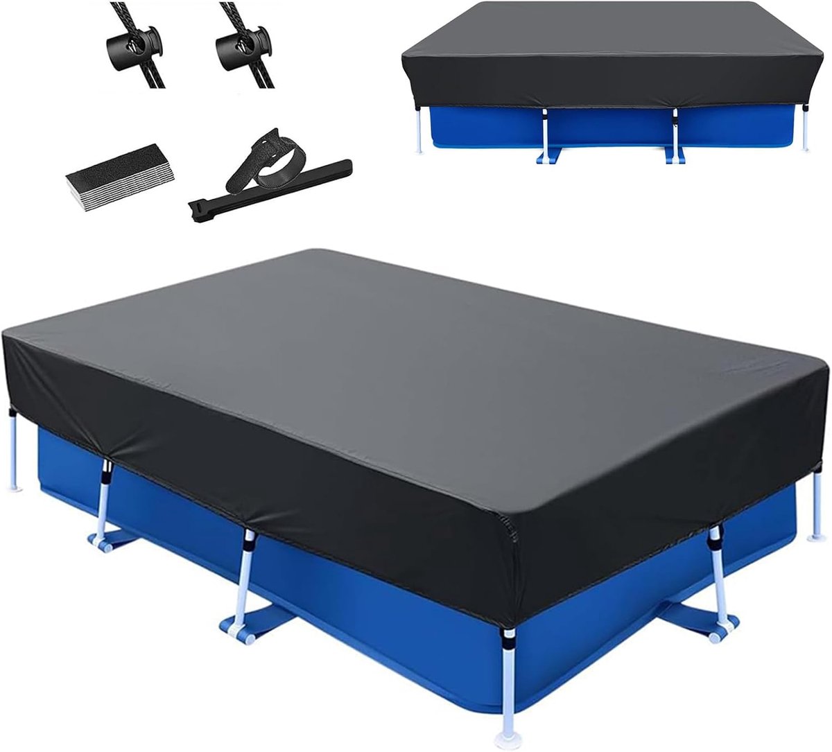 Rechthoekige zwembadafdekking 400 x 215 cm - stofdicht - waterdicht - houdt zwembadwater schoon - ShopVlot