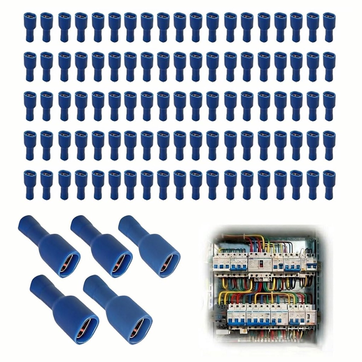 Cosses électriques à sertir femelles - Lot de 100 - Isolée en vinyle - Connexion rapide voor veilig gebruik - ShopVlot