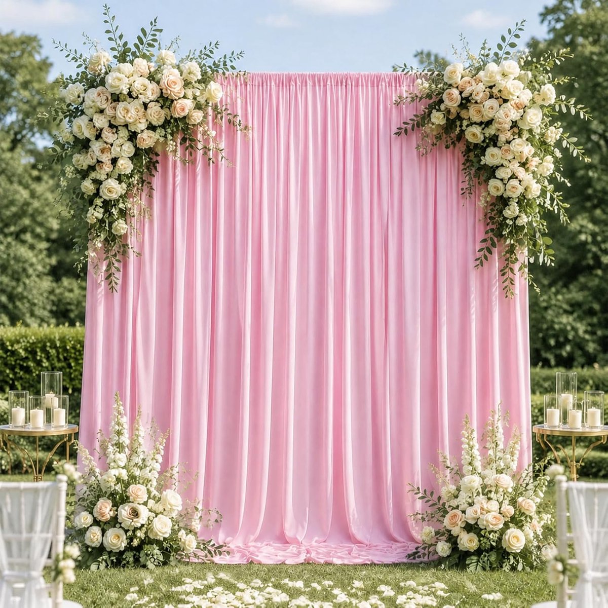 150 x 300 cm, roze achtergrondgordijn, 2 stuks feestgordijn voor achtergronden, polyester, kreukvrije fotowand - ShopVlot