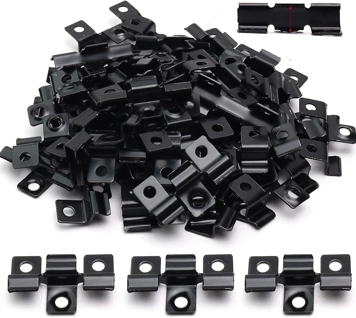 120 stuks WPC klemmen roestvrij staal, 8,5 mm bevestigingsclips, zwart - ShopVlot