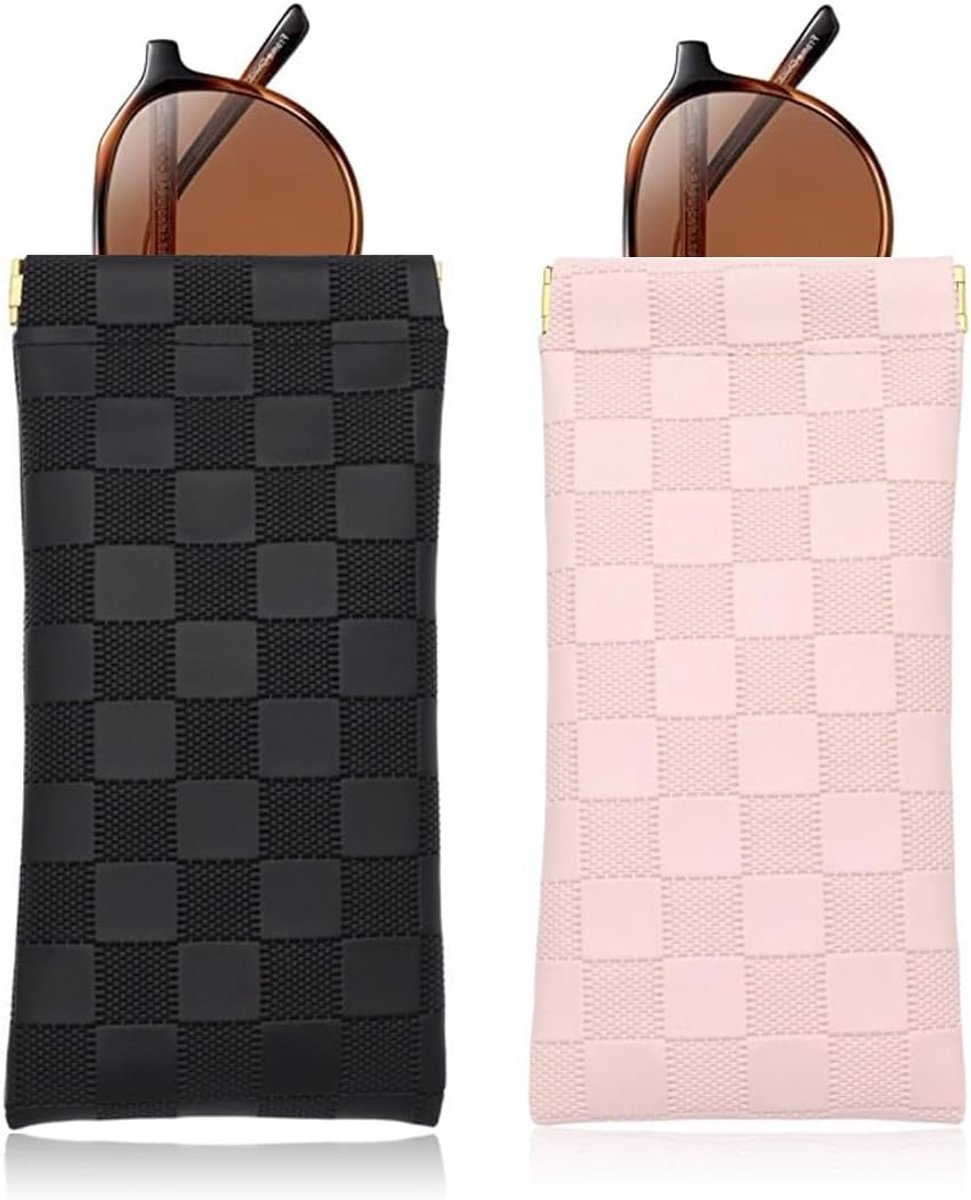 2 pieces soft glasses case in a set - portable glasses case for sun and reading glasses, perfect for men and women - ShopVlot
