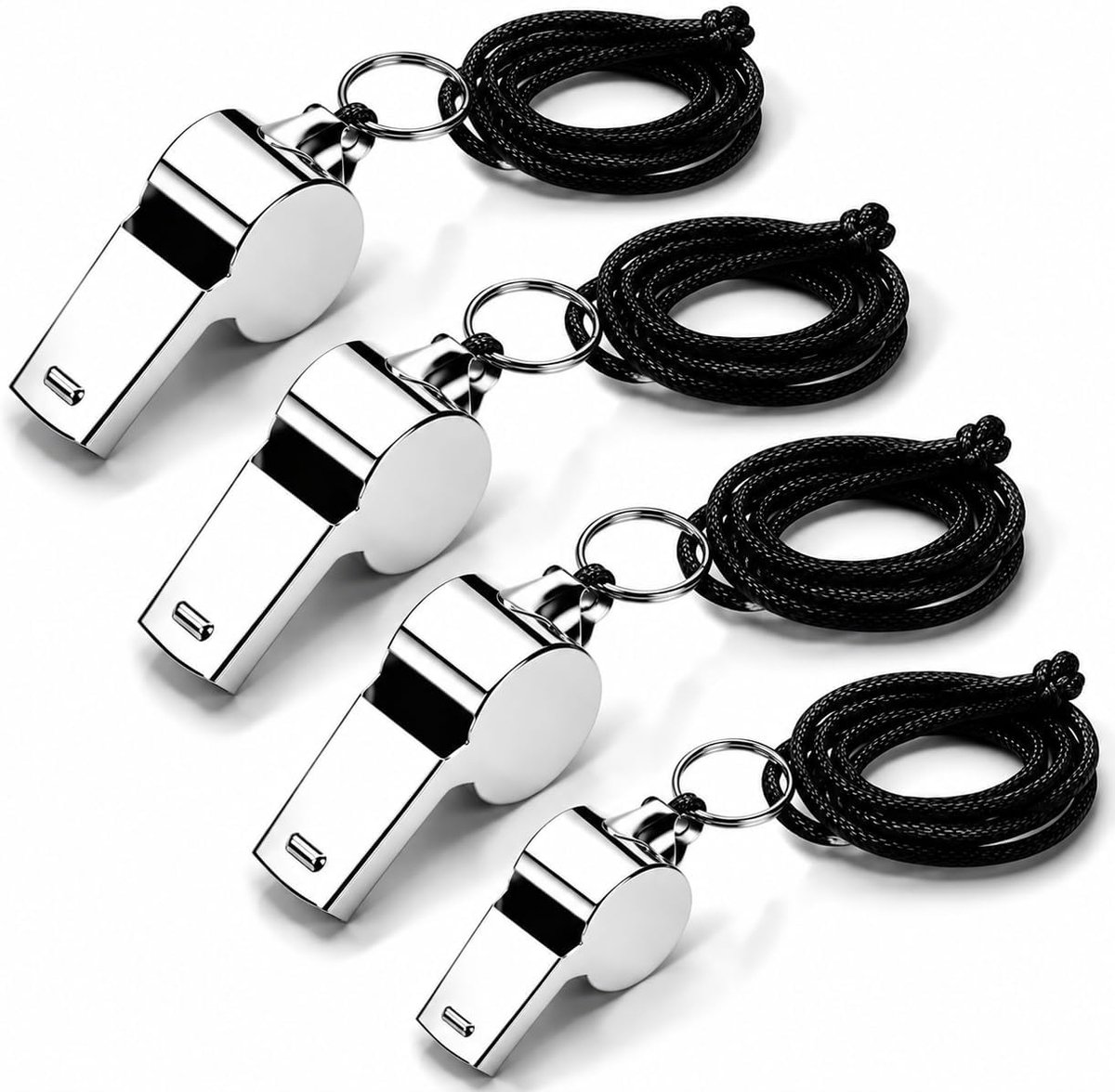 4 stuks fluitjes van roestvrij staal, krachtig en scherp voor scheidsrechterfluitje, kinderfluitje - ShopVlot