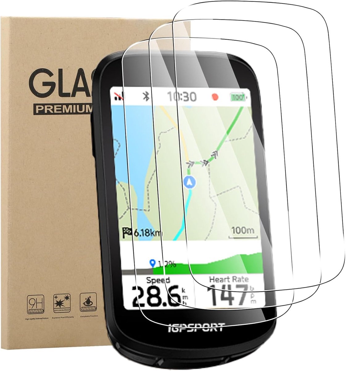 MEMELOKA Gehard glas voor iGPSPORT BSC500, 3 stuks, anti-vingerafdruk, zonder luchtbellen, hardheid 9H, krasbestendig - ShopVlot